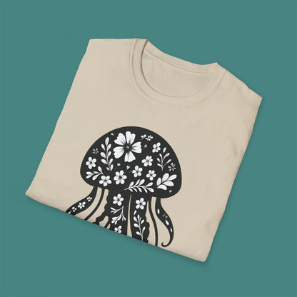 Floral Jellyfish Silhouette Unisex T-Shirt