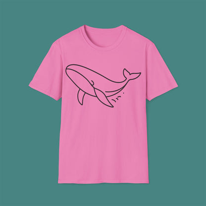 Minimalist Line Art Whale Unisex T-Shirt