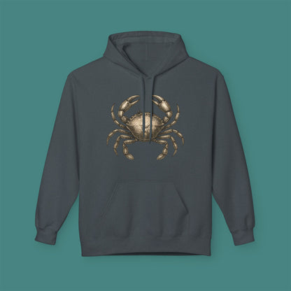 Vintage Etching Crab Fleece Unisex Hoodie