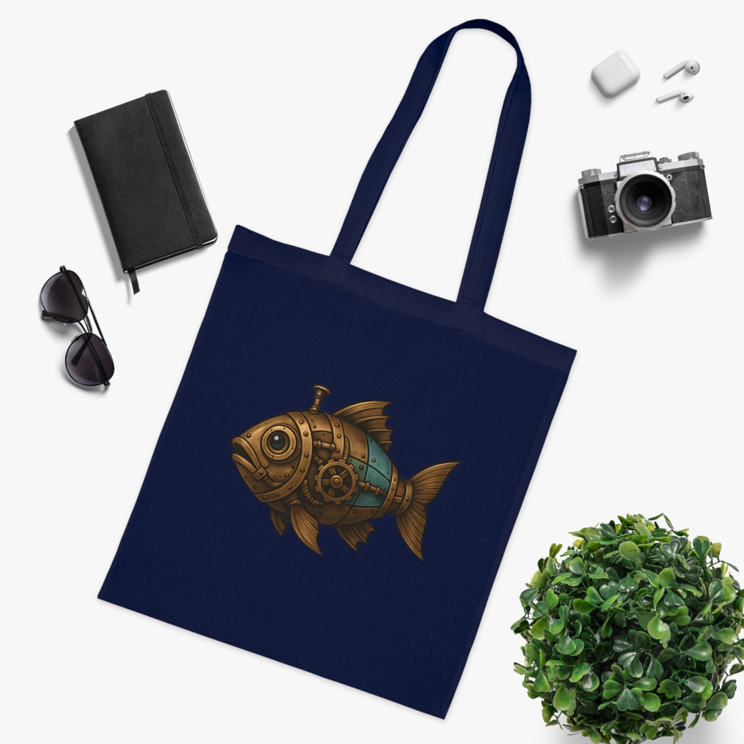 Steampunk Mechanical Fish Tote Bag