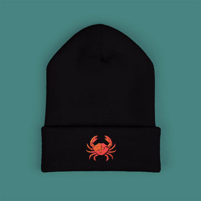 Geometric Polygon Crab Embroidered Beanie