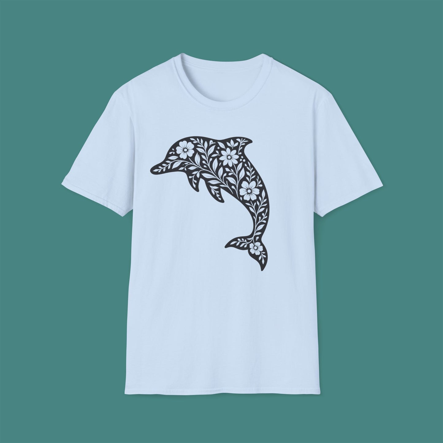 Floral Dolphin Silhouette Unisex T-Shirt