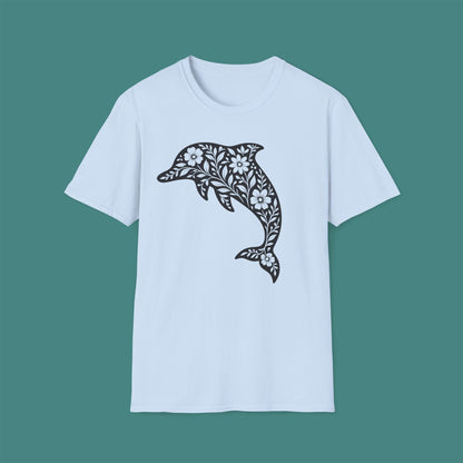 Floral Dolphin Silhouette Unisex T-Shirt