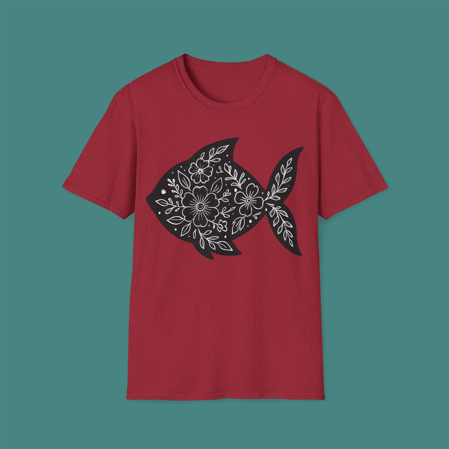 Floral Fish Silhouette Unisex T-Shirt