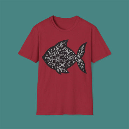 Floral Fish Silhouette Unisex T-Shirt