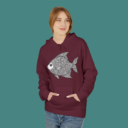 Intricate Mandala Fish Fleece Unisex Hoodie