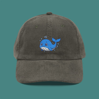 Cartoon Cute Whale Corduroy Embroidered Cap