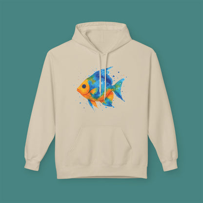 Watercolor Splash Fish Fleece Unisex Hoodie