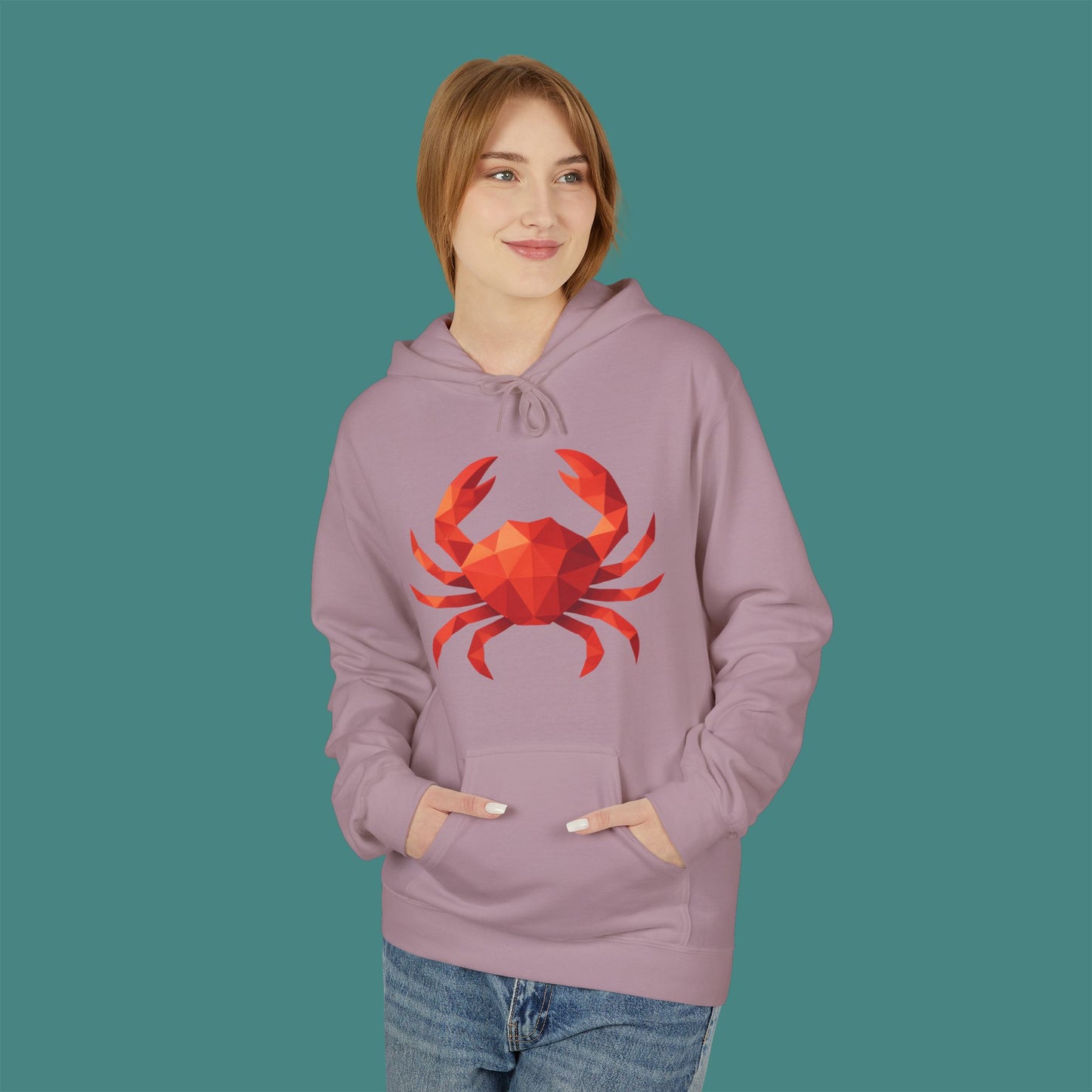 Geometric Polygon Crab Fleece Unisex Hoodie