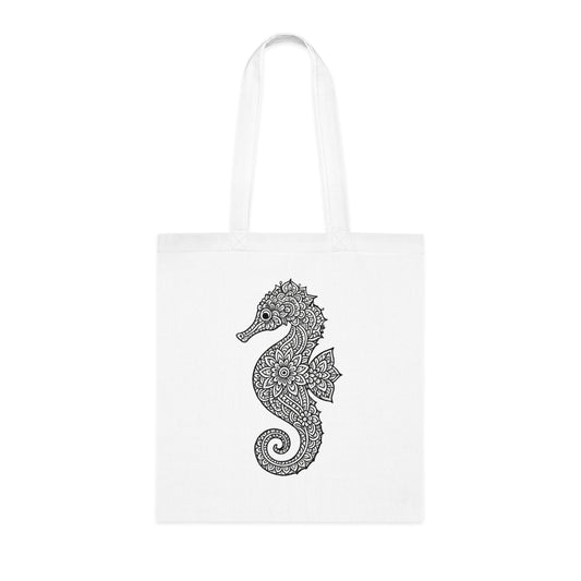 Intricate Mandala Seahorse Tote Bag