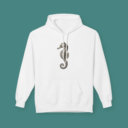 Vintage Etching Seahorse Fleece Unisex Hoodie