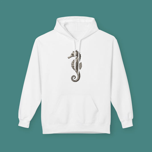 Vintage Etching Seahorse Fleece Unisex Hoodie