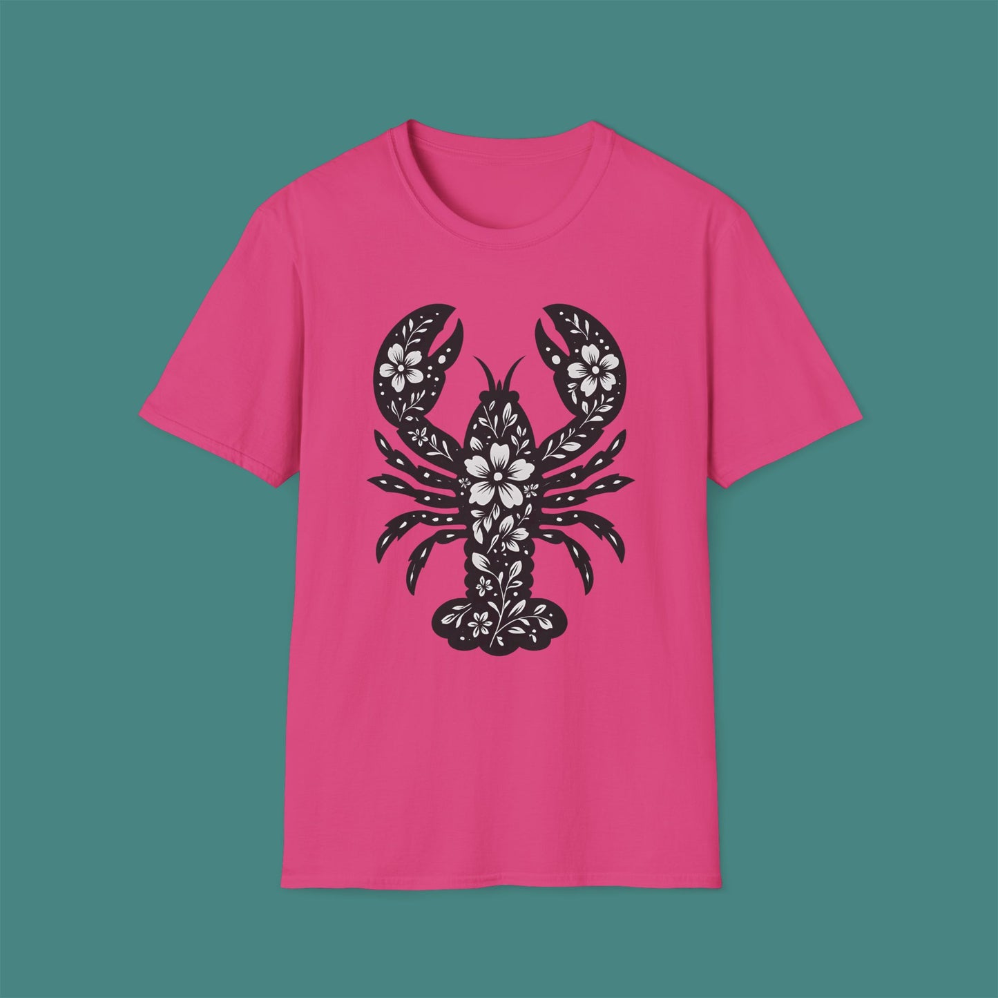 Floral Lobster Silhouette Unisex T-Shirt