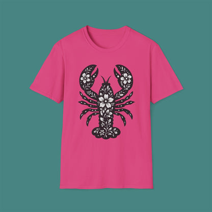 Floral Lobster Silhouette Unisex T-Shirt
