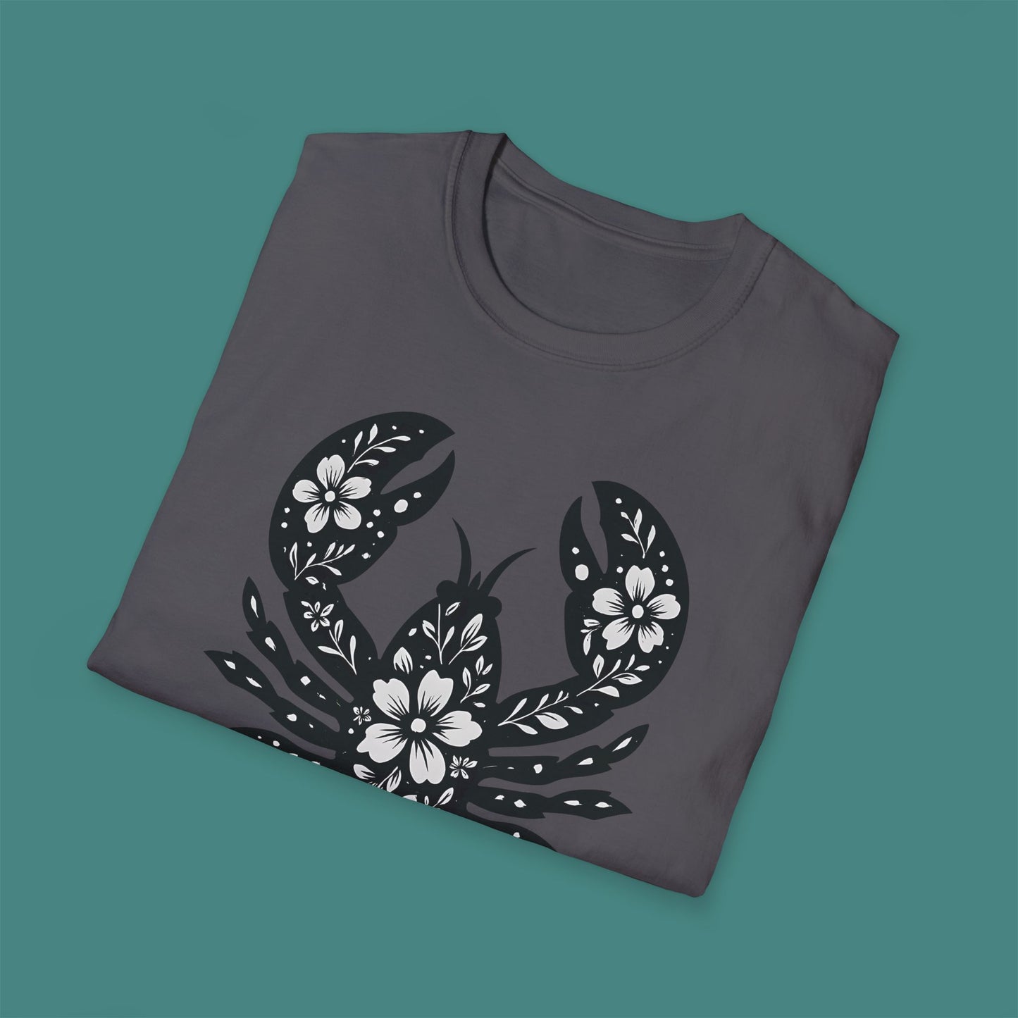 Floral Lobster Silhouette Unisex T-Shirt