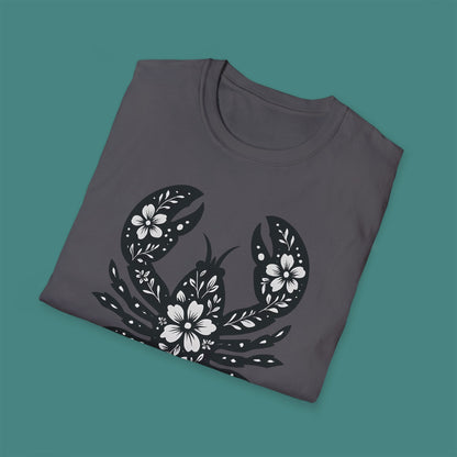 Floral Lobster Silhouette Unisex T-Shirt