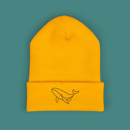 Minimalist Line Art Whale Embroidered Beanie
