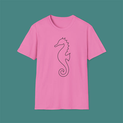 Minimalist Line Art Seahorse Unisex T-Shirt