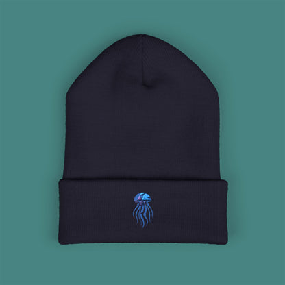 Geometric Polygon Jellyfish Embroidered Beanie
