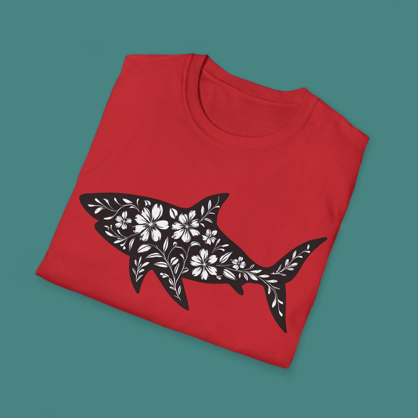 Floral Shark Silhouette Unisex T-Shirt