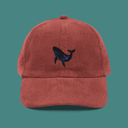Cosmic Galaxy Whale Corduroy Embroidered Cap
