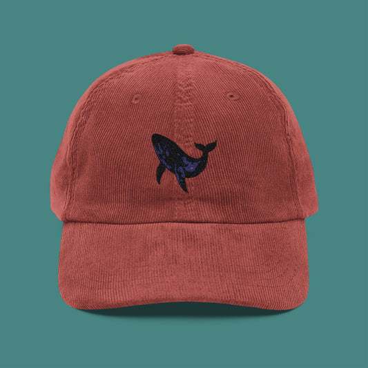 Cosmic Galaxy Whale Corduroy Embroidered Cap