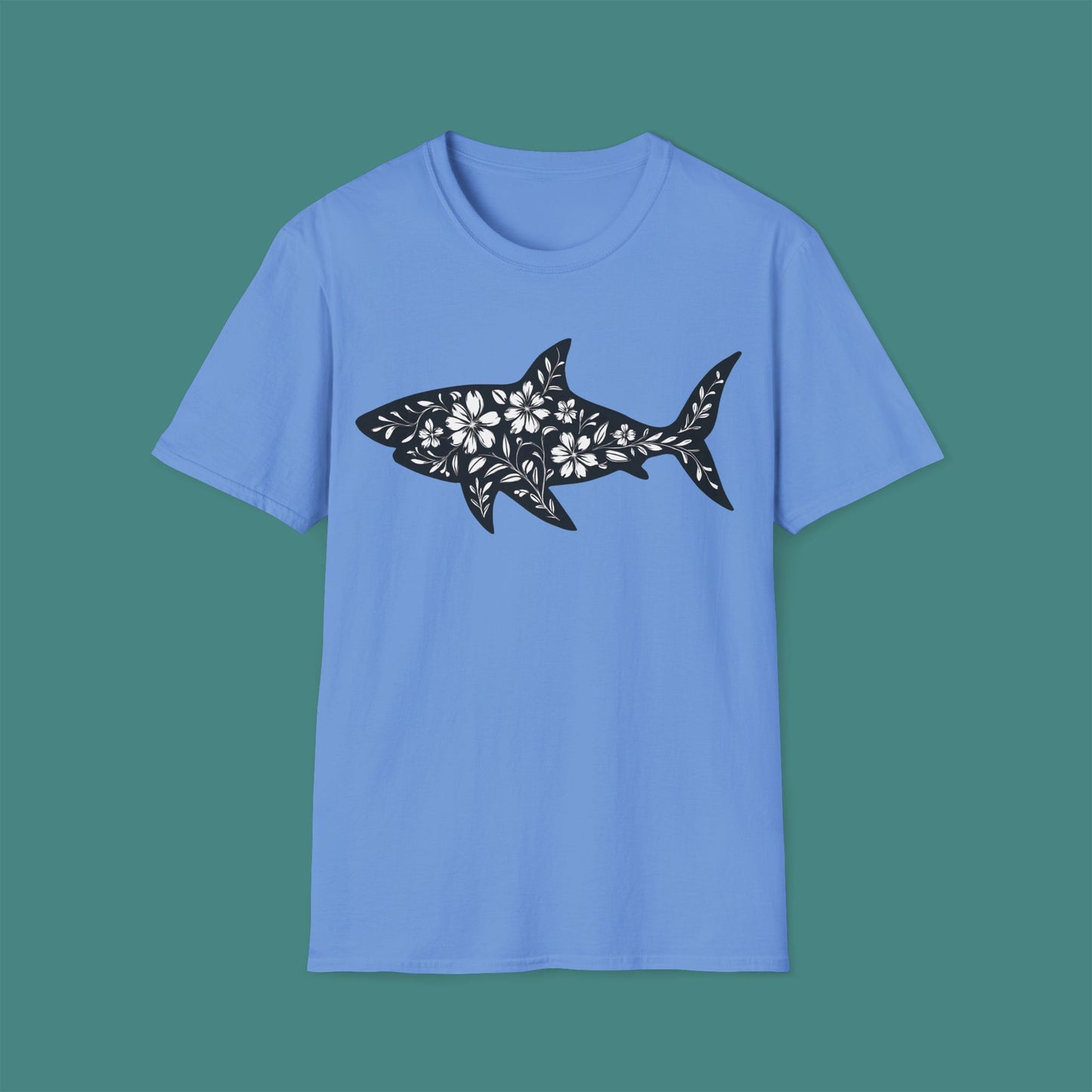 Floral Shark Silhouette Unisex T-Shirt