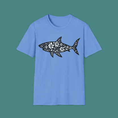 Floral Shark Silhouette Unisex T-Shirt