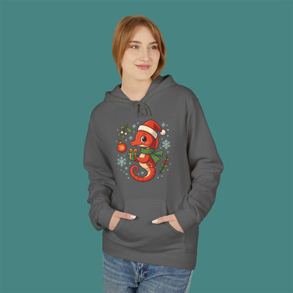 Christmas Seahorse Fleece Unisex Hoodie