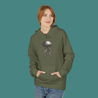 Vintage Etching Jellyfish Fleece Unisex Hoodie