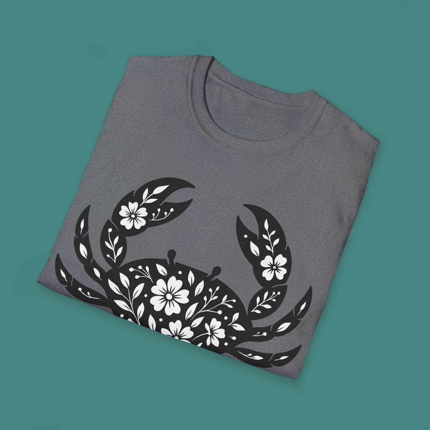 Floral Crab Silhouette Unisex T-Shirt