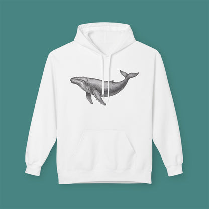 Vintage Etching Whale Fleece Unisex Hoodie