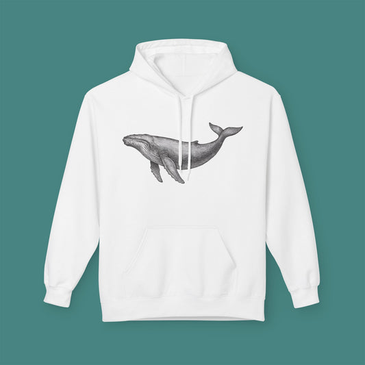 Vintage Etching Whale Fleece Unisex Hoodie
