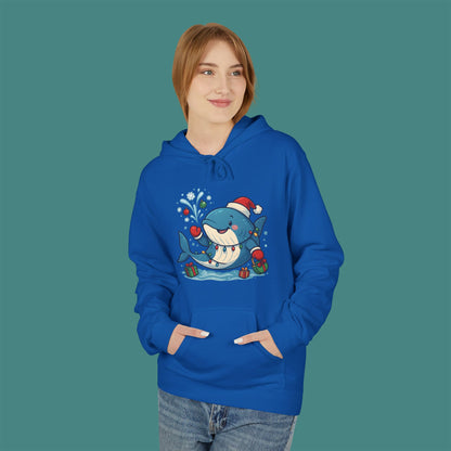 Christmas Whale Fleece Unisex Hoodie