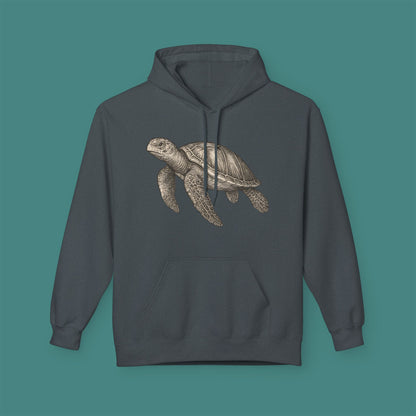 Vintage Etching Turtle Fleece Unisex Hoodie