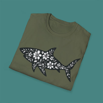 Floral Shark Silhouette Unisex T-Shirt