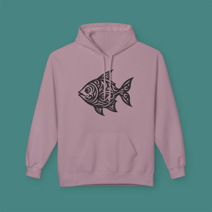 Tribal Tattoo Fish Fleece Unisex Hoodie