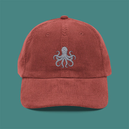Intricate Mandala Octopus Corduroy Embroidered Cap