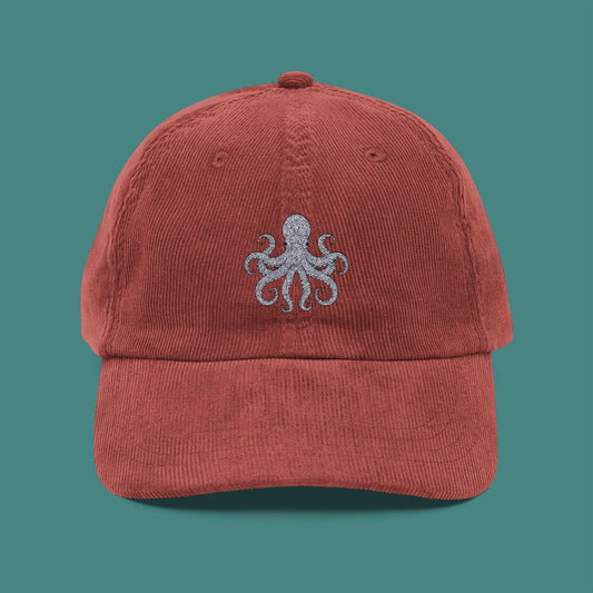 Intricate Mandala Octopus Corduroy Embroidered Cap