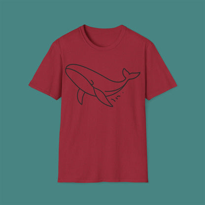 Minimalist Line Art Whale Unisex T-Shirt