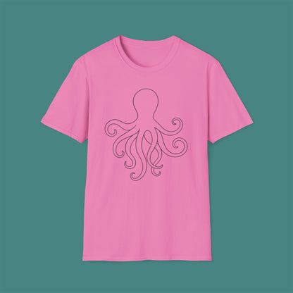 Minimalist Line Art Octopus Unisex T-Shirt