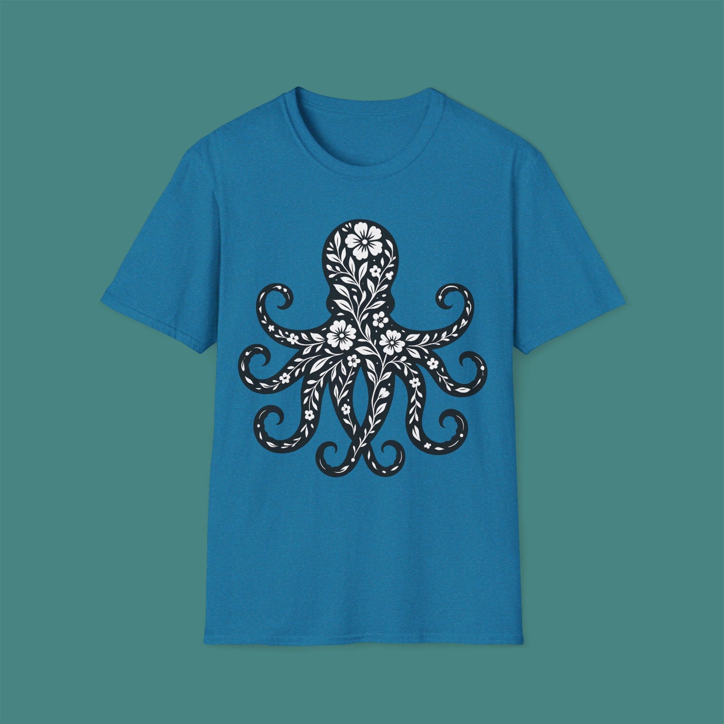 Floral Octopus Silhouette Unisex T-Shirt