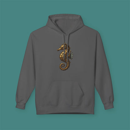 Steampunk Mechanical Seahorse Fleece Unisex Hoodie