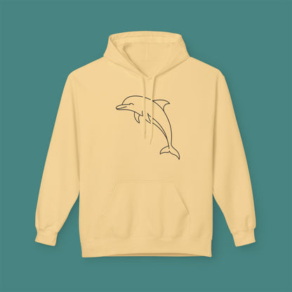 Minimalist Line Art Dolphin Fleece Unisex Hoodie
