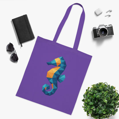 Geometric Polygon Seahorse Tote Bag
