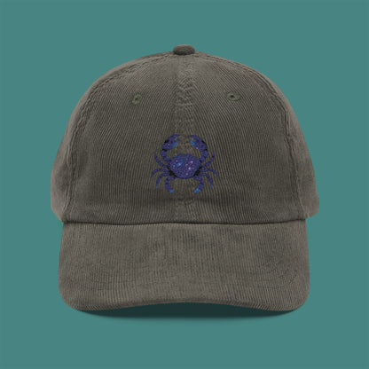 Cosmic Galaxy Crab Corduroy Embroidered Cap