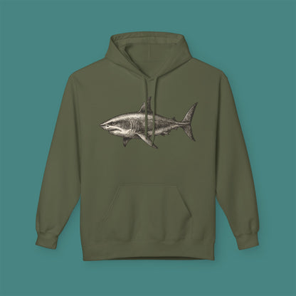 Vintage Etching Shark Fleece Unisex Hoodie