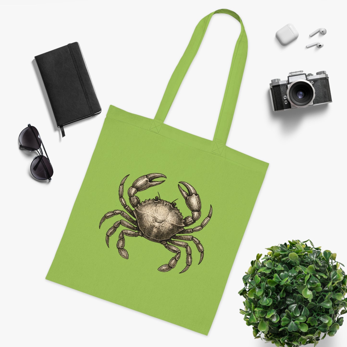 Vintage Etching Crab Tote Bag