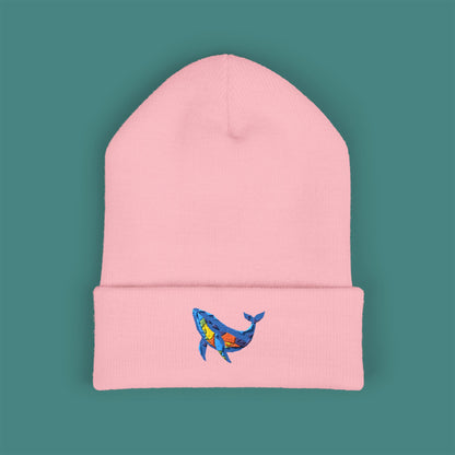 Geometric Polygon Whale Embroidered Beanie
