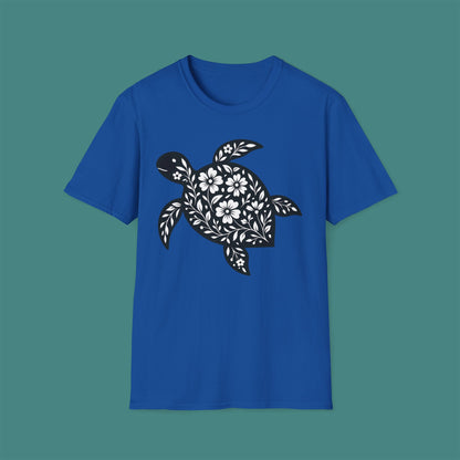 Floral Turtle Silhouette Unisex T-Shirt
